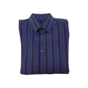 Men's Striped Long Sleeve Comfort Fit Formal Shirt, Navy
