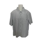 Men's Striped Short Sleeve Double Pocket Regular Fit Formal Shirt, Lava White