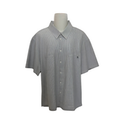 Men's Striped Short Sleeve Double Pocket Regular Fit Formal Shirt, Lava White