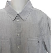 Men's Striped Short Sleeve Double Pocket Regular Fit Formal Shirt, Lava White