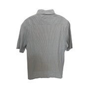 Men's Striped Short Sleeve Double Pocket Regular Fit Formal Shirt, Lava White