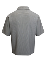 Men's Striped Short Sleeve Double Pocket Regular Fit Formal Shirt, Lava White