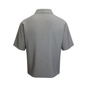 Men's Striped Short Sleeve Double Pocket Regular Fit Formal Shirt, Lava White