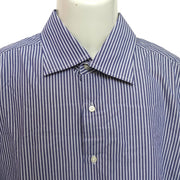 Men's Striped Long Sleeve Regular Fit Formal Shirt, Navy