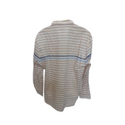 Men's Striped Long Sleeve Logo Print Relaxed Fit Formal Shirt, Beige