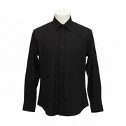 Men's Patterened Long Sleeve Slim Fit Formal Shirt, Black