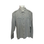 Men's Solid Double Pockets Long Sleeve Slim Fit Casual Shirt, Grey