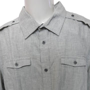 Men's Solid Double Pockets Long Sleeve Slim Fit Casual Shirt, Grey