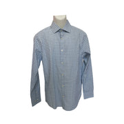 Men's Checkered Long Sleeve Shirt – Timeless Formal Look, Aqua