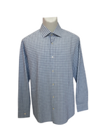 Men's Checkered Long Sleeve Shirt – Timeless Formal Look, Aqua