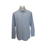 Men's Checkered Long Sleeve Shirt – Timeless Formal Look, Aqua