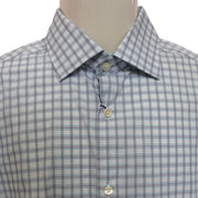 Men's Checkered Long Sleeve Shirt – Timeless Formal Look, Aqua