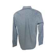 Men's Checkered Long Sleeve Shirt – Timeless Formal Look, Aqua