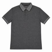 Men's Patterned Ribbed Polo Neck T-Shirt, Grey
