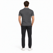 Men's Patterned Ribbed Polo Neck T-Shirt, Grey