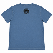 Men's Graphic Print Brand Name Scoop Neck T-Shirt, Blue Gray