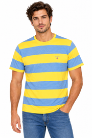 Men's Block Stripe Round Neck T-Shirt