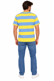Men's Block Stripe Round Neck T-Shirt