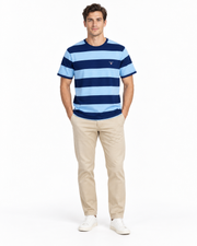 Men's Block Stripe Round Neck T-Shirt