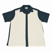 Men's Short Sleeve Collar Bowling Relaxed Fit Shirt, Beige