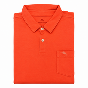 Men's Solid Short Sleeve Brand Logo Polo T- Shirt, Orange