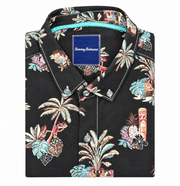 Men's Short Sleeve Print Relaxed Fit Casual Shirt, Black