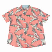 Men's Rolled Short Sleeve Graphic Relaxed Fit Casual Shirt, Light Red