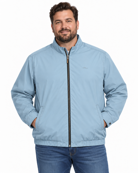 Men's Long Sleeve Zippered Wind Breaker Jacket, Baby Blue