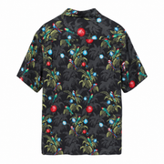 Men's Jungle Bells Silk Shirt – Tropical Elegance, Dark Grey
