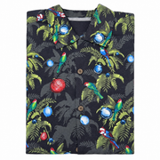 Men's Jungle Bells Silk Shirt – Tropical Elegance, Dark Grey
