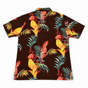 Men's Silk Graphic Short Sleeve Original Fit Casual Shirt, Brown