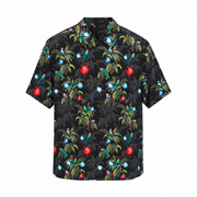 Men's Jungle Bells Silk Shirt – Tropical Elegance, Dark Grey