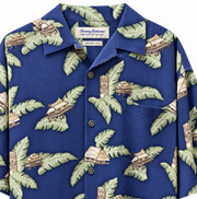 Men's Hut Couture Silk Shirt – Luxurious & Tropical, Blue