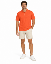 Men's Solid Short Sleeve Brand Logo Polo T- Shirt, Orange