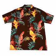 Men's Silk Graphic Short Sleeve Original Fit Casual Shirt, Brown