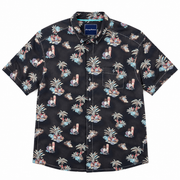 Men's Short Sleeve Print Relaxed Fit Casual Shirt, Black