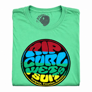 Men's Graphic Print Scoop Neck T-Shirt, Light Green