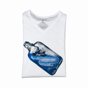 Men's Graphic V-Neck T-Shirt – Casual & Trendy, White