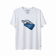 Men's Graphic V-Neck T-Shirt – Casual & Trendy, White