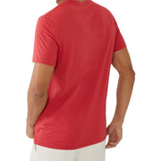 Back view of men’s red V-neck T-Shirt by Armani Exchange with clean finish and tailored fit