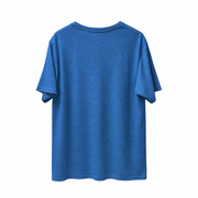 Back view of Atlantic Bay steel blue cotton-blend Henley t-shirt with short sleeves