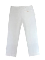 Banana Republic men's off-white high-rise linen trousers with a back pocket and tailored straight fit.