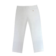 Banana Republic men's off-white high-rise linen trousers with a back pocket and tailored straight fit.