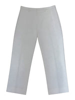 Banana Republic men's off-white high-rise linen trousers with a tailored straight fit and crease detail.