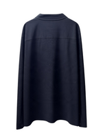 Back view of a COS black long-sleeve cotton button-down shirt with a structured collar and relaxed fit.