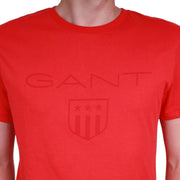 Close-up of Gant red T-Shirt for men – embroidered logo detail on chest