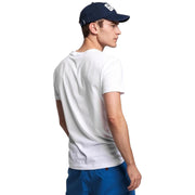 Back view of GANT white V-neck T-Shirt featuring soft cotton fabric and classic slim fit style.