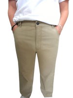 Gentleman Farmer men's khaki lightweight cargo trousers with a straight leg fit and button closure.