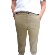Gentleman Farmer men's khaki lightweight cargo trousers with a straight leg fit and button closure.