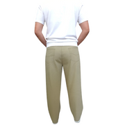 Gentleman Farmer men's khaki lightweight cargo pants with back pockets, shown from a rear view.
